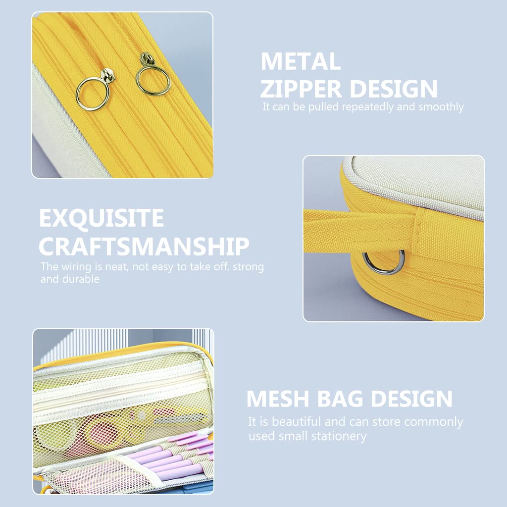 Climberty® Large Capacity Pencil Case, Foldable Design Canvas Pencil Pouch with Zipper Compartments & Handle, 3 Layers of Storage 3 Zippers, Aesthetic Pencil Case for Girls Adults Studen (Yellow) Climberty® Large Capacity Pencil Case, Foldable Design Canvas Pencil Pouch with Zipper Compartments & Handle, 3 Layers of Storage 3 Zippers, Aesthetic Pencil Case for Girls Adults Studen (Yellow)